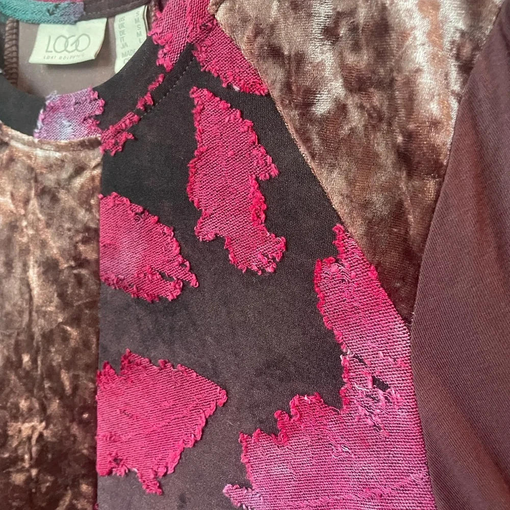 LOGO by Lori Goldstein Pieced Velvet Tie-Dye Top - Picture 6 of 8